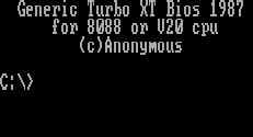 Linia poleceń systemu operacyjnego DOS 3.30 po uruchomieniu.